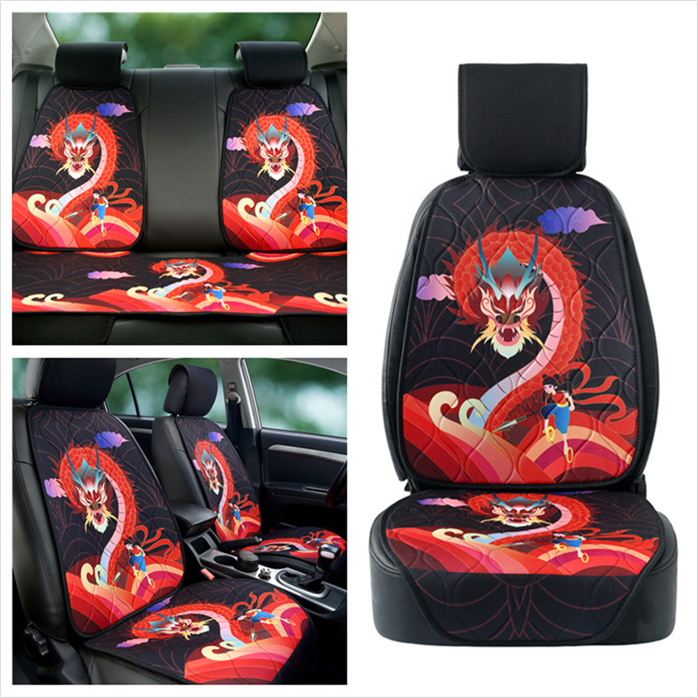 CNWAGNER Luxury Universal Leather Linen Auto Chinese Style Peking Opera Car Seat Cover Full Seat Cover Cushion